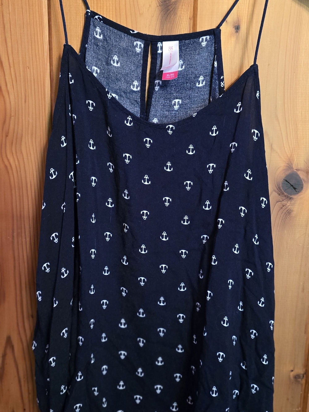 No Boundaries Navy Blue Spaghetti Strap Anchor Print Cami